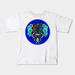 blue crimson dawn ecopop tree of life catrina skull monster art Kids T-Shirt